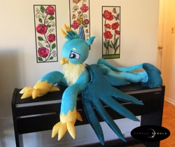 Size: 1280x1075 | Tagged: safe, artist:purplenebulastudios, imported from derpibooru, gallus, griffon, irl, life size, photo, plushie, solo