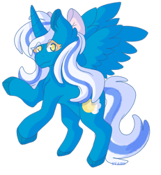 Size: 2039x2204 | Tagged: safe, artist:starii-bunnii, imported from derpibooru, oc, oc:fleurbelle, alicorn, pony, adorabelle, alicorn oc, bow, cute, ear fluff, female, hair bow, happy, mare, ocbetes, smiling, yellow eyes