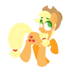 Size: 1024x1024 | Tagged: safe, artist:herfaithfulstudent, imported from derpibooru, applejack, earth pony, pony, applejack's hat, cowboy hat, cute, female, freckles, hat, jackabetes, lineless, mare, no pupils, raised hoof, simple background, solo, transparent background