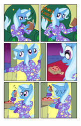 Size: 1600x2473 | Tagged: safe, artist:necrofeline, imported from derpibooru, trixie, anthro, pony, unicorn, comic:the booty trap, series:the booty trap, butt expansion, clothes, comic, female, growth, pajamas, solo