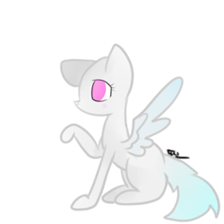 Size: 500x500 | Tagged: safe, artist:wisheslotus, imported from derpibooru, oc, oc only, oc:wishes, cat, cat pony, original species, pegasus, pegasus oc, raised hoof, simple background, solo, species swap, white background, wings