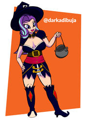 Size: 2284x3000 | Tagged: safe, artist:darka01, imported from derpibooru, starlight glimmer, human, clothes, costume, female, halloween, halloween costume, hat, holiday, humanized, solo, witch costume, witch hat