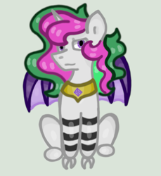 Size: 935x1022 | Tagged: safe, artist:hunterthewastelander, imported from derpibooru, oc, oc only, oc:sunrise dawn, alicorn, bat pony, bat pony alicorn, pony, bat pony oc, female, mare, solo