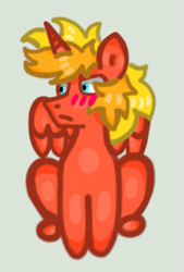 Size: 635x937 | Tagged: safe, artist:hunterthewastelander, imported from derpibooru, oc, oc only, oc:ricochet, alicorn, pony, fallout equestria, alicorn oc, blushing, male, solo, stallion