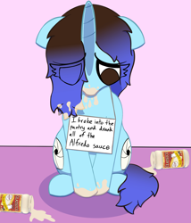 Size: 1629x1905 | Tagged: safe, artist:ceemakesstuff, imported from derpibooru, oc, oc:cee, pony, unicorn, eye clipping through hair, looking down, no pupils, pony shaming, sad, sitting