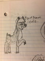 Size: 1536x2048 | Tagged: safe, artist:smogslog, imported from derpibooru, twilight sparkle, deer, deerified, dialogue, eyes closed, female, lined paper, monochrome, sketch, solo, species swap, traditional art