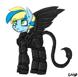 Size: 1334x1323 | Tagged: safe, artist:exvius, imported from derpibooru, oc, oc only, oc:bumpstock, pegasus, pony, fallout equestria, enclave, enclave armor, solo