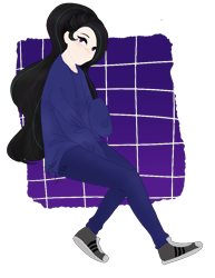 Size: 784x1018 | Tagged: safe, artist:starchildtm, deleted from derpibooru, imported from derpibooru, oc, oc:rosalina skies, human, base used, clothes, humanized, humanized oc, jeans, long hair, pants, shoes, sneakers, solo, sweater