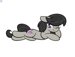 Size: 2048x1536 | Tagged: safe, artist:kimjoman, artist:php142, imported from derpibooru, octavia melody, earth pony, pony, bedroom eyes, draw me like one of your french girls, female, looking at you, lying down, mare, one eye closed, simple background, solo, white background, wink