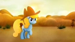 Size: 5120x2880 | Tagged: safe, artist:startledflowerpony, imported from derpibooru, cornflower, pony, hat, solo