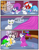 Size: 3500x4500 | Tagged: safe, artist:becauseimpink, imported from derpibooru, opalescence, rarity, cat, pony, unicorn, comic:transition, alexanderite, clothes, comic, crossdressing, dialogue, dress, elusive, hat, looking back, mannequin, rule 63, solo, transgender