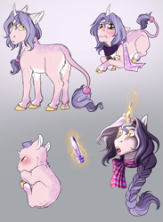 Size: 1369x1870 | Tagged: safe, artist:blackblood-queen, imported from derpibooru, oc, oc only, oc:clementine, oc:clementine quartz, pony, rabbit, unicorn, animal, baby, baby pony, digital art, glowing horn, horn, leonine tail, magic, offspring, pale belly, parent:oc:annie belle, parent:oc:sunstreak, parents:oc x oc