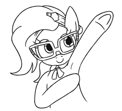 Size: 1043x947 | Tagged: safe, artist:jargon scott, imported from derpibooru, grace manewitz, earth pony, semi-anthro, armpits, black and white, female, grace manewitz is an armpit slut, grayscale, lineart, mare, monochrome, pencil behind ear, simple background, solo, underhoof, white background