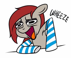 Size: 1024x836 | Tagged: safe, artist:kaikururu, imported from derpibooru, oc, oc only, oc:ponepony, pony, armpits, base used, clothes, socks, solo, striped socks, wheeze