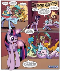 Size: 716x853 | Tagged: safe, artist:pencils, idw, imported from derpibooru, gallus, ocellus, sandbar, silverstream, smolder, twilight sparkle, yona, alicorn, spoiler:comic, spoiler:comic84, comic, cute, diaocelles, diastreamies, gallabetes, group hug, hug, sandabetes, smolderbetes, student six, twilight sparkle (alicorn), yonadorable