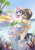 Size: 1060x1500 | Tagged: safe, artist:arctic-fox, imported from derpibooru, oc, oc:cherry heartstealer, oc:kalong, pony, unicorn, beach, coral, female, glasses, inner tube, male, mare, oc x oc, palm tree, shipping, smiling, stallion, swim ring, swimming, tail accessory, tail bell, tail crystal, tree, underwater, ych result