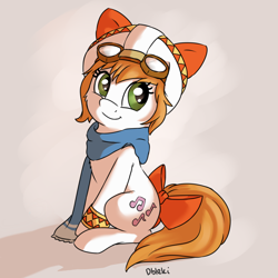 Size: 3200x3200 | Tagged: safe, artist:dbleki, imported from derpibooru, pony, bow, clothes, cornet espoir, goggles, marl kingdom, ponified, scarf, solo