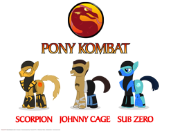 Size: 3675x2772 | Tagged: safe, artist:timon1771, imported from derpibooru, dragon, pony, johnny cage, mortal kombat, ponified, scorpion (mortal kombat), sub-zero