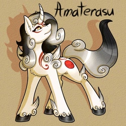 Size: 894x894 | Tagged: safe, artist:sinligereep, imported from derpibooru, pony, unicorn, amaterasu, chest fluff, ear fluff, female, okami, ponified