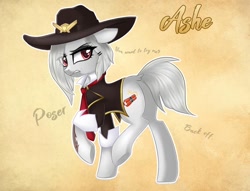 Size: 1022x782 | Tagged: safe, artist:queenofsilvers, imported from derpibooru, pony, ashe (overwatch), overwatch, ponified