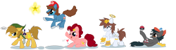 Size: 2456x712 | Tagged: safe, artist:lieutenantkyohei, imported from derpibooru, earth pony, pegasus, pony, ash ketchum, kid icarus, kirby, kirby (character), kirby (series), link, mario, pit (kid icarus), pokémon, ponified, super mario bros., super smash bros., the legend of zelda
