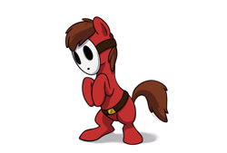 Size: 900x609 | Tagged: safe, artist:naroclie, imported from derpibooru, pony, shy guy, ponified, super mario bros.
