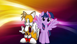 Size: 3480x2008 | Tagged: safe, artist:brandonale, imported from derpibooru, twilight sparkle, alicorn, crossover, miles "tails" prower, sonic the hedgehog (series), twilight sparkle (alicorn)