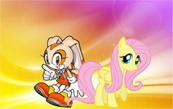Size: 3800x2408 | Tagged: safe, artist:brandonale, imported from derpibooru, fluttershy, cream the rabbit, crossover, sonic the hedgehog (series)