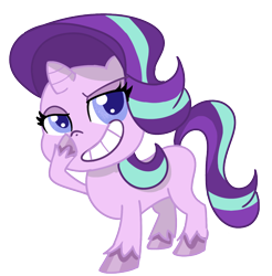 Size: 980x994 | Tagged: artist needed, safe, imported from derpibooru, starlight glimmer, pony, unicorn, my little pony: pony life, boop, female, g4.5, glimmerposting, mare, meme, missing cutie mark, pony life accurate, self-boop, show accurate, solo
