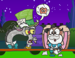 Size: 2048x1601 | Tagged: safe, artist:drquack64, imported from derpibooru, discord, alice, alice in wonderland, cream the rabbit, crossover, mad hatter, sonic the hedgehog (series)