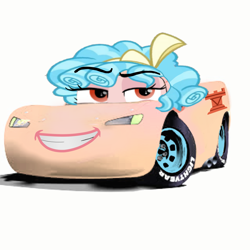 Size: 1000x1000 | Tagged: safe, artist:samueldavillo, imported from derpibooru, cozy glow, pegasus, pony, car, cars (pixar), cursed image, female, lightning mcqueen, solo, wat