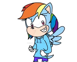 Size: 999x800 | Tagged: safe, artist:xxninja-pikachaoxx, imported from derpibooru, rainbow dash, anthro, deviantart watermark, obtrusive watermark, sonic the hedgehog (series), sonicified, watermark