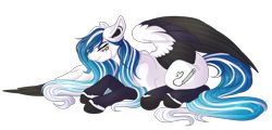 Size: 4826x2310 | Tagged: safe, artist:amazing-artsong, imported from derpibooru, oc, oc only, oc:marie pixel, pegasus, pony, crying, female, high res, mare, prone, simple background, solo, transparent background, two toned wings, wings