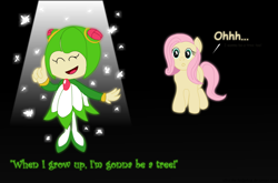 Size: 840x555 | Tagged: safe, artist:ultrathehedgetoaster, imported from derpibooru, fluttershy, cosmo the seedrian, crossover, sonic the hedgehog (series), sonic x