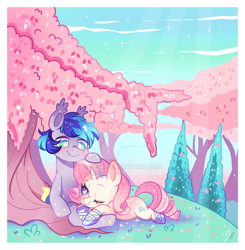 Size: 900x918 | Tagged: safe, artist:ipun, imported from derpibooru, oc, oc only, oc:astral splash, oc:crystal dancer, earth pony, pony, unicorn, chibi, deviantart watermark, female, male, mare, obtrusive watermark, stallion, watermark