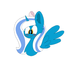 Size: 894x894 | Tagged: safe, artist:circuspaparazzi5678, imported from derpibooru, oc, oc:fleurbelle, alicorn, pony, adorabelle, alicorn oc, blushing, bow, chest fluff, cute, ear fluff, female, hair bow, happy, mare, ocbetes, simple background, sweet, tongue out, yellow background