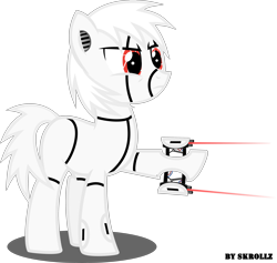 Size: 4478x4245 | Tagged: safe, artist:skrollz, imported from derpibooru, oc, oc only, oc:turret pony, earth pony, pony, robot, robot pony, female, ponified, portal (valve), solo, turret