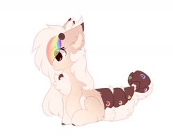 Size: 1600x1291 | Tagged: safe, artist:little-sketches, artist:php146, imported from derpibooru, oc, oc only, original species, pony, suisei pony, chest fluff, ear fluff, female, hair over eyes, simple background, solo, white background