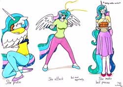 Size: 3497x2480 | Tagged: safe, artist:killerteddybear94, imported from derpibooru, princess celestia, alicorn, anthro, plantigrade anthro, pony, angry, blast, clothes, covering, cute, cutelestia, descriptive noise, food, he protec but he also attac, housewife, magic, magic blast, momlestia, open mouth, pancakes, protecting, shoes, skirt, smiling, spread wings, traditional art, wing covering, wings