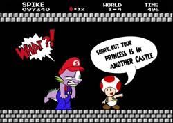 Size: 1024x724 | Tagged: safe, artist:dan232323, imported from derpibooru, spike, cap, clothes, costume, crossover, hat, mario, mario's hat, super mario bros., toad (mario bros)