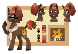 Size: 1970x1378 | Tagged: safe, artist:shady-bush, imported from derpibooru, oc, earth pony, pony, glasses, male, reference sheet, solo, stallion