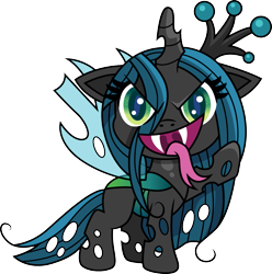 Size: 1189x1200 | Tagged: safe, artist:cloudy glow, artist:cloudyglow, imported from derpibooru, queen chrysalis, changeling, changeling queen, my little pony: pony life, changelings in the comments, cute, cutealis, female, g4.5, simple background, solo, tongue out, transparent background