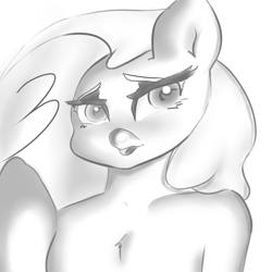 Size: 2000x2000 | Tagged: safe, artist:b88n00, imported from derpibooru, fluttershy, pegasus, pony, female, grayscale, monochrome, palindrome get, solo