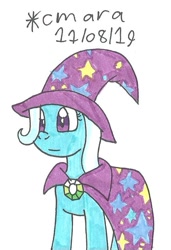 Size: 590x861 | Tagged: safe, artist:carlycmarathecat, artist:cmara, imported from derpibooru, trixie, pony, unicorn, female, mare, solo, traditional art