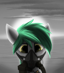 Size: 2000x2307 | Tagged: safe, artist:observerdoz, imported from derpibooru, oc, oc only, pony, gas mask, looking at you, mask, solo