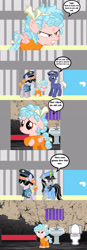 Size: 1366x3910 | Tagged: safe, artist:cheezedoodle96, artist:hendro107, artist:kayman13, artist:sinkbon, artist:troyjr24, edit, imported from derpibooru, vector edit, copper top, cozy glow, oc, oc:blue fuzz, oc:piptony, pegasus, pony, angry, bars, bed, cell, clothes, comic, cozy glow is not amused, cozybuse, door, female, filly, glasses, hallway, krabby road, night, police, police officer, police uniform, prison, prison outfit, sad, sink, speech bubble, spongebob squarepants, sunglasses, toilet, vector, window