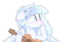 Size: 994x674 | Tagged: safe, artist:6-fingers-lover, imported from derpibooru, oc, oc only, oc:smooth blue, pegasus, pony, acoustic guitar, base used, female, guitar, magical lesbian spawn, mare, musical instrument, offspring, parent:rainbow dash, parent:twilight sparkle, parents:twidash, simple background, solo, transparent background