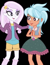 Size: 704x915 | Tagged: safe, edit, edited screencap, imported from derpibooru, screencap, fleur-de-lis, frosty orange, equestria girls, equestria girls series, rollercoaster of friendship, background removed, best friends, black background, comfort, happy, simple background, sisters from the heart