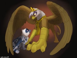 Size: 1280x960 | Tagged: safe, artist:backlash91, imported from derpibooru, gilda, oc, griffon, fanfic:the 8th rank, chickub, princess gilda, sad, story included