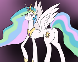 Size: 1280x1024 | Tagged: safe, artist:maksymvaulin, imported from derpibooru, princess celestia, alicorn, pony, butt, female, gradient background, mare, plot, solo, sunbutt